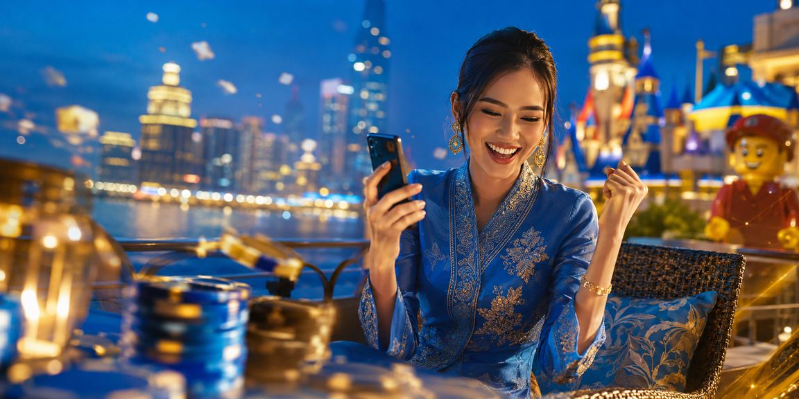 Pengguna Malaysia dalam pakaian baju kurung mengakses platform taruhan mudah alih cm3